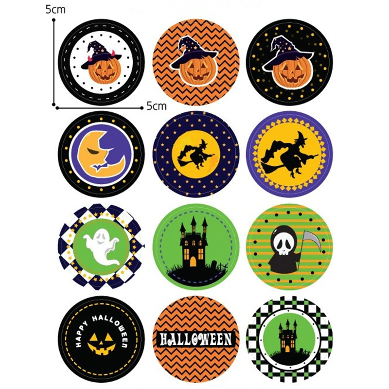

24/60pcs Halloween Decoration Stickers Gift Box Labels Cartoon Pumpkin Ghost Food Bag Sticker Halloween Party Decors Kids Favors