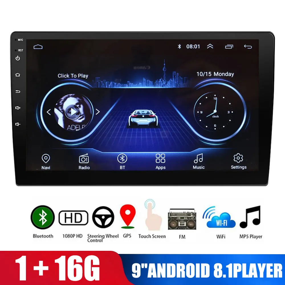 

Universal MirrorLink 9'' Car Multimedia Player 16G Android 8.1 WIFI GPS Navigation ADAS Autoradio 2 Din Car FM Radios DVD Player