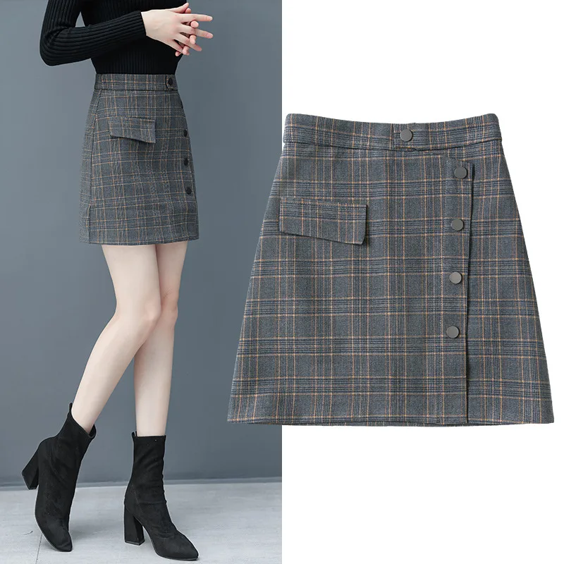 

Yifan Surplus Retro Plaid Short Skirt Women's Autumn 2019 New Style Outer Wear Korean-style High-waisted Pattern Spring And Autu