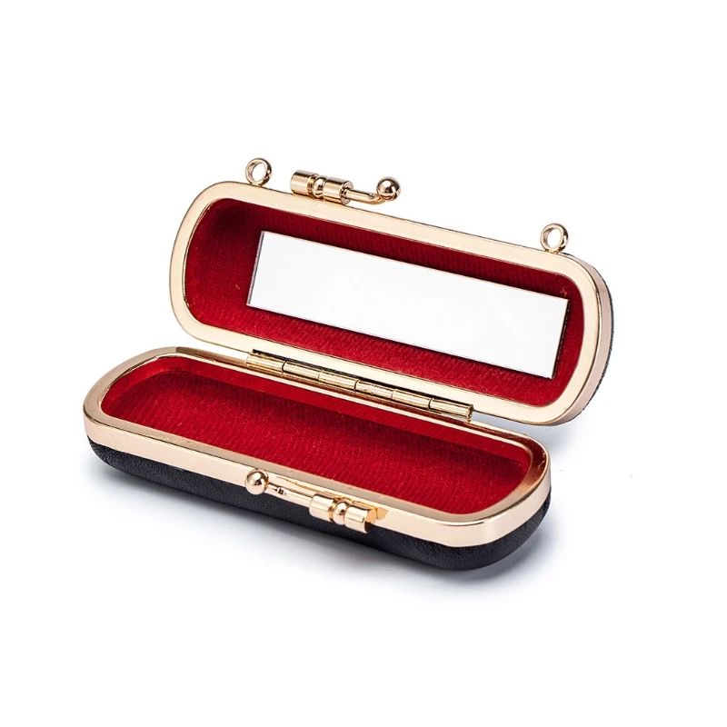 

Mini Lipstick Case Holder Faux Leather Organizer Bag with Mirror Detachable Chain Travel Crossbody Makeup Cosmetic Pouch