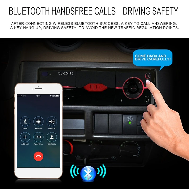 1 Din автомагнитола Авто аудио стерео MP3 Bluetooth FM AUX USB In-Dash автомобильный Автомагнитола с пультом дистанционного управления зарядкой телефона