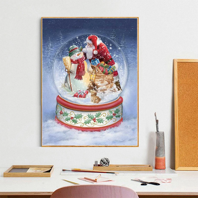 

5D DIY Diamond Painting Full Square/Round Christmas Snowball Embroidery Home Decor Rhinestone Cross Christmas Picture Gift New