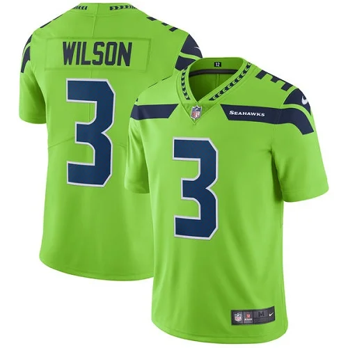 MEN Мужская Новинка, высокое качество, Seattle Russell Wilson Seahawks Black Rush jersey - Цвет: MEN