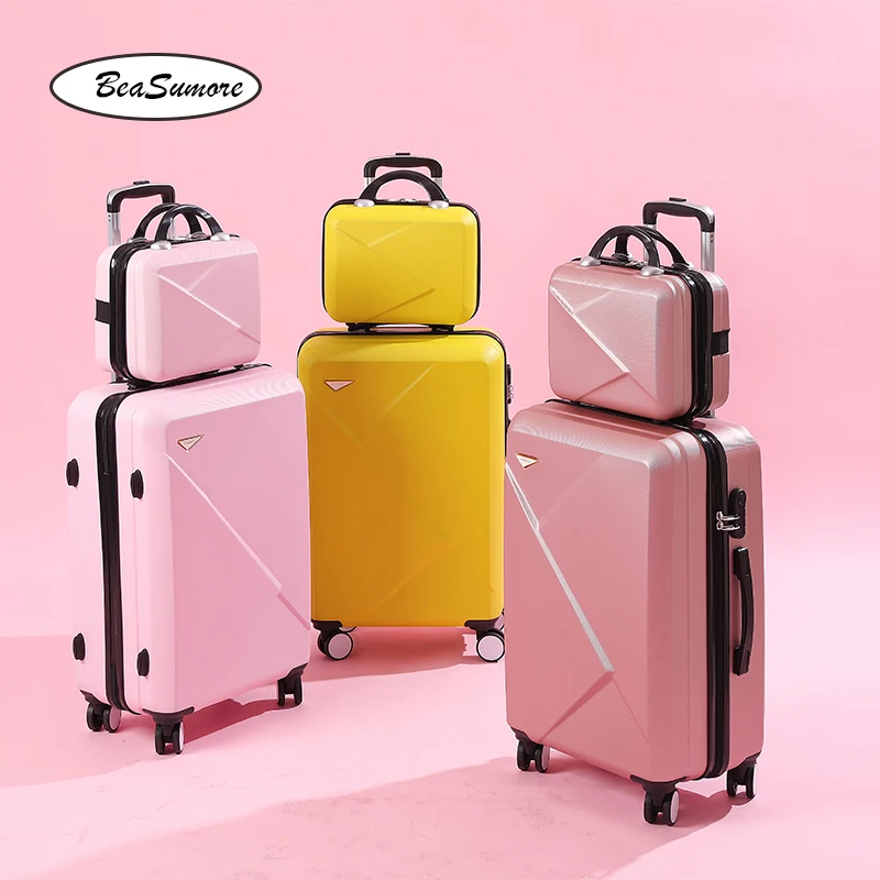 BeaSumore contraseña equipaje rodante conjunto Spinner coreano lindo mujeres maleta Carro con ruedas de 20 pulgadas de alta capacidad en el maletero