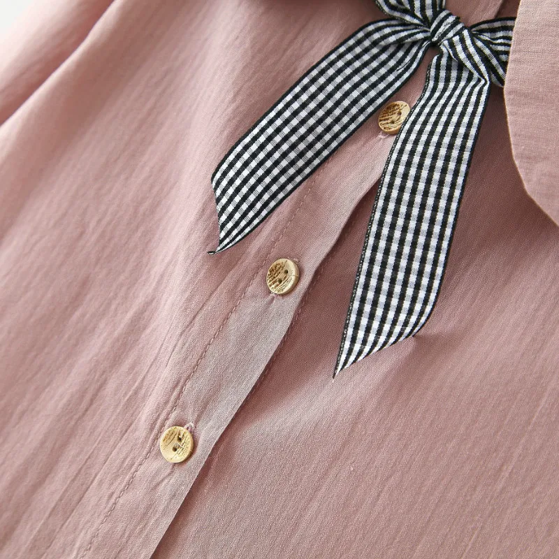 2019 г. Новая детская одежда осенний однотонный цветной галстук-бабочка, милая блузка принцессы Топ с лацканами для маленьких девочек