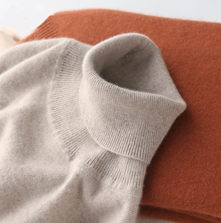 Jersey de cuello alto para Hombre, Jersey de mezcla de algodón y Cachemira, Jersey de cuello alto para Otoño e Invierno