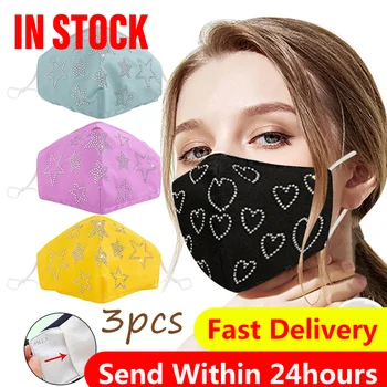 

3PCS Face Mask Printed Masks Cotton Fabric Adult Protective PM 2.5 Dust Mouth Cover Washable Reusable Mouth Mask Care#3