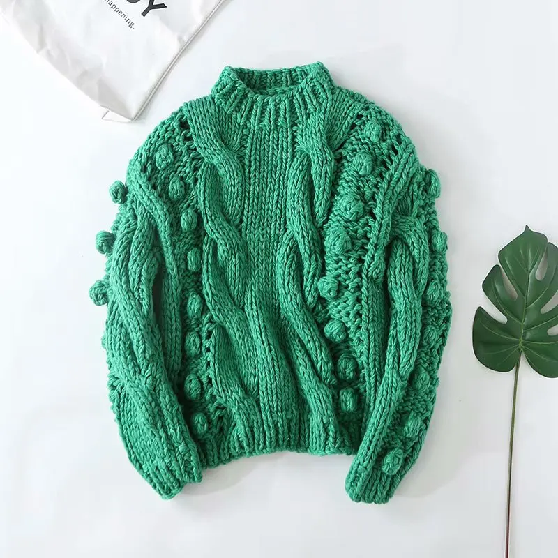 Boho Inspired Vintage Knitted Sweater Women Fashion O Neck Long Sleeve Pullovers Chic Tops hollow out jumper Puff Femme