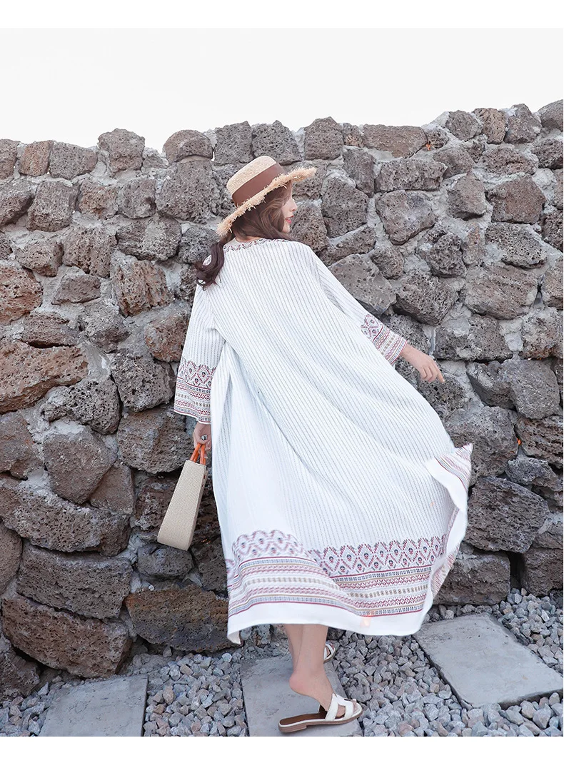 Women Plus Size Chiffon Long Kimono Plage Harajuku Cardigan Blouse Femme Summer Beach Boho Floral White Maxi shirts Clothing