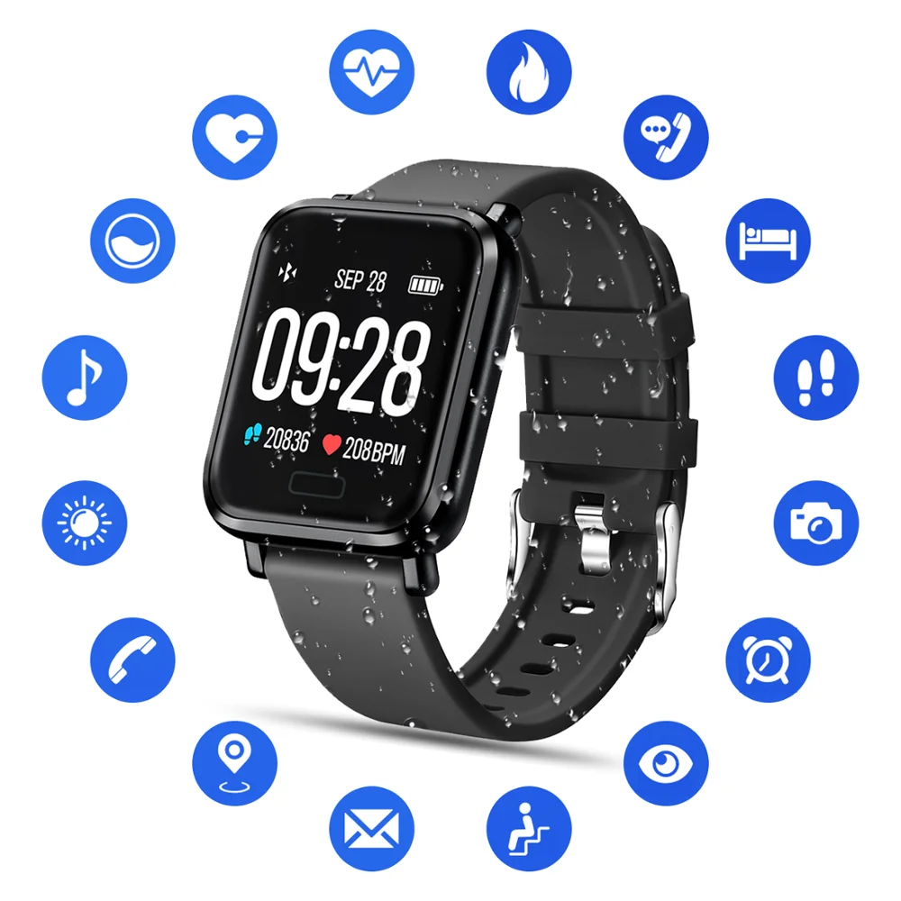 

Smart Watch Men Ms Fitness Tracker IP68 Waterproof 1.3" HD Heart Rate Blood Pressure Sleep Monitor Watches For Huawei Xiaomi Ios