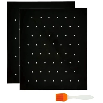 

Grill Mat Set of 2 -NonStick BBQ Grill Mats with Holes - Smoky Flavor, Reusable and Easy to Clean - Works on Charcoal