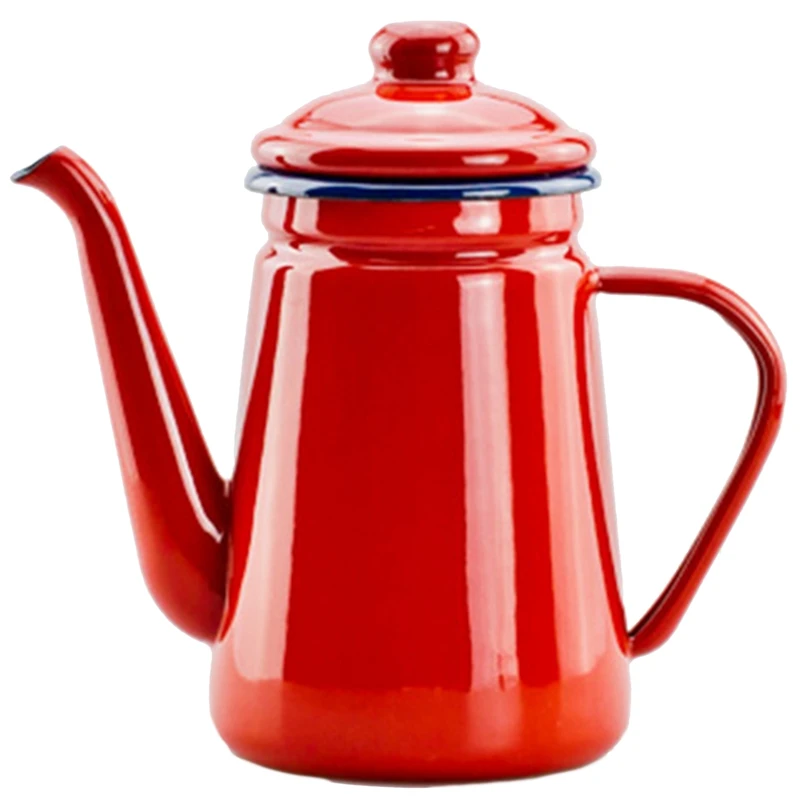 1.1L эмалированный кофейник ручной чайник индукционная плита газовая плита универсальная красная