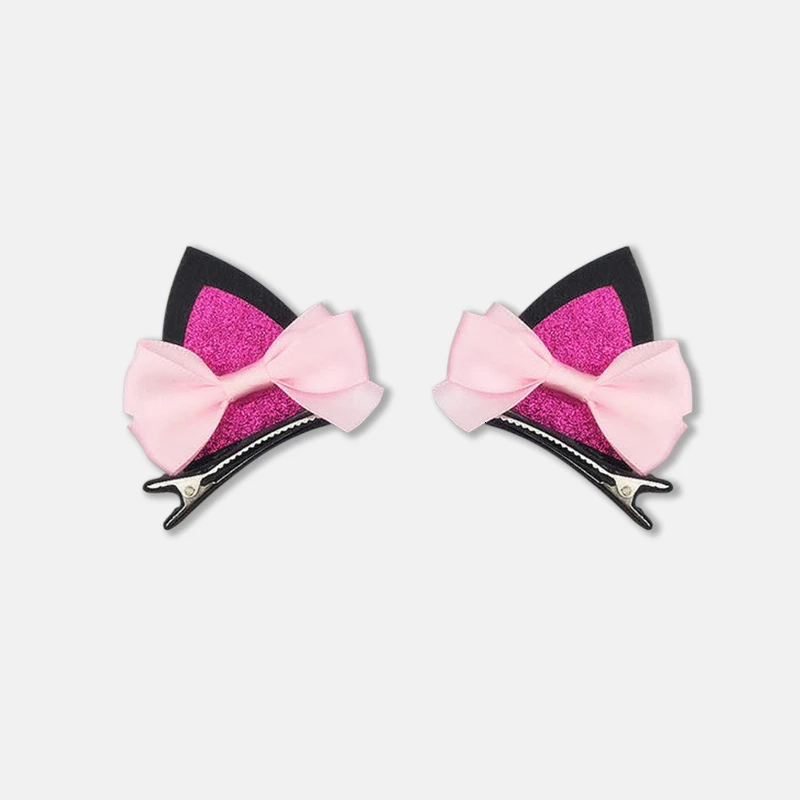 2pcs/set Shiny Sequin pretty hair clips for girls rainbow flower glitter cat ears bunny barrette hair accessories cute headbands for women