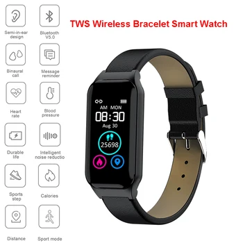 

XM1 TWS Bluetooth Bracelet Smart Watch Heart Rate Monitor USB Waterproof G-sensor Build-in Speaker