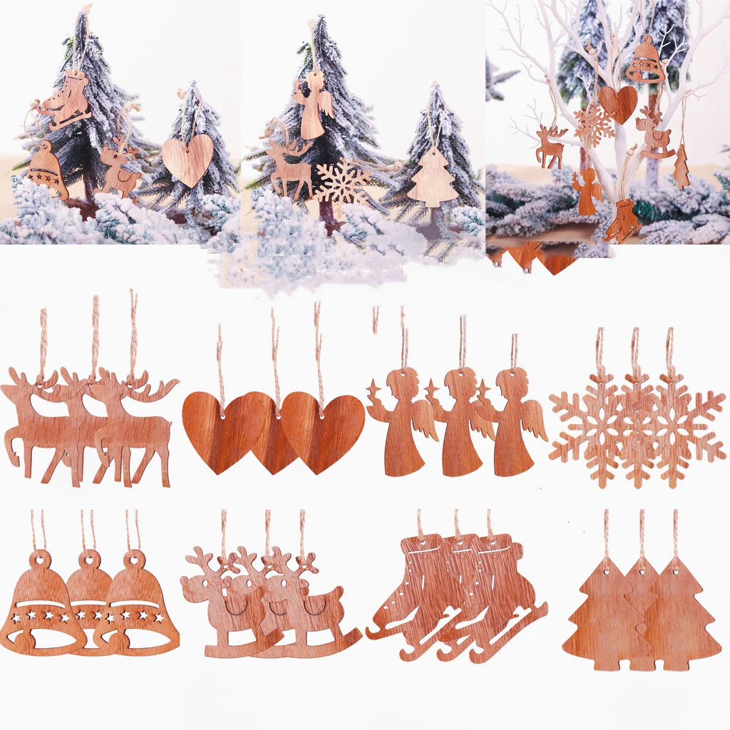 3 шт. Рождественские снежинки Деревянные Подвески елочные украшения домашний
