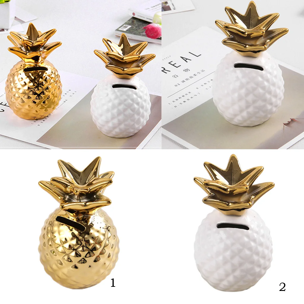 Ceramic Pineapple Piggy Bank Coin Bank Saving Money Box Kids Gift Home Office Shop Tabletop Ornament