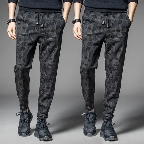 

Men's Trousers Summer Casual Sports Pants Korean-style Trend Pants Men's Ankle Banded Pants Loose-Fit Trousers Men Camouflage Ha