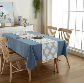 

Hot Sale!2020 New Designed Modern Simple Style Solid Color Geometry Printed 100%Polyester Tablecloth Table Runner