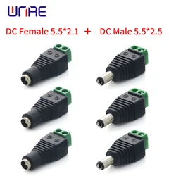 5 Pair Cameras 5.5 x 2.1mm 5.5*2.5mm Male Female DC Power Plug Adapter Female Plug Jack Adapter Connector Male Plug Socket Green