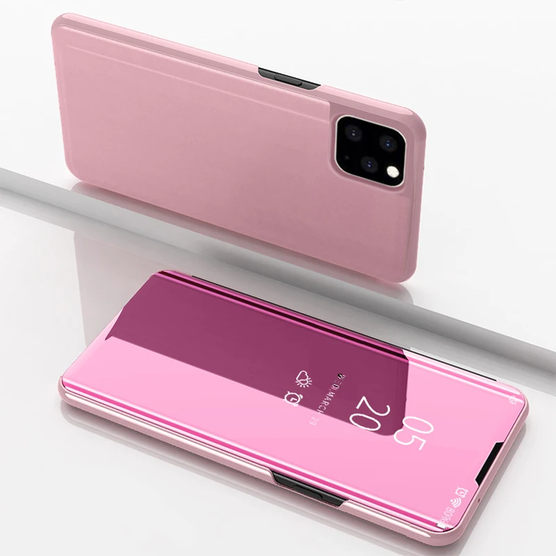 Для iPhone 11 чехол Роскошный флип чехол s для Pro Max умный зеркальный Чехол кожаный держатель оболочка