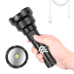 Lampe de poche étanche à lumière Led XHP90, 5 Modes de lumière forte, batterie externe, Type C, Rechargeable par Usb, torche en alliage d'aluminium 