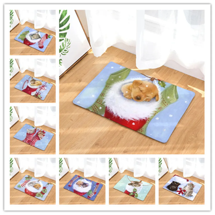 

Wholesale Digital Printing Flannel Floor Mat Christmas Decorations for Home Kitchen Bathroom Absorbent Flannel Floor Mat Natal