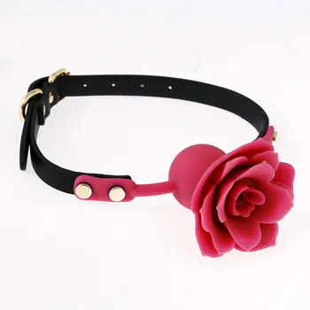 Silicone Breathable Rose Ball Gag Bondage Flower Open Mouth Gags Oral Fixation Adult Sex Toys Tools For Couples Adult BDSM Game 2