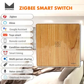 

EU US standard 1 Gang Zigbee Smart Light Switch Glass Touch Panel Voice Control Wireless Wall Remote Alexa Google Home