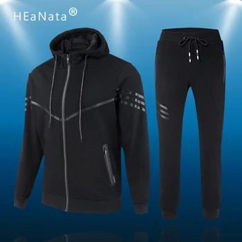 

Men Running Clothing Sport Set Gym Sportswear Tracksuits Long Sleeve Winter Thick Hoodies Mens Sweatshirts Jacket + Pants Male