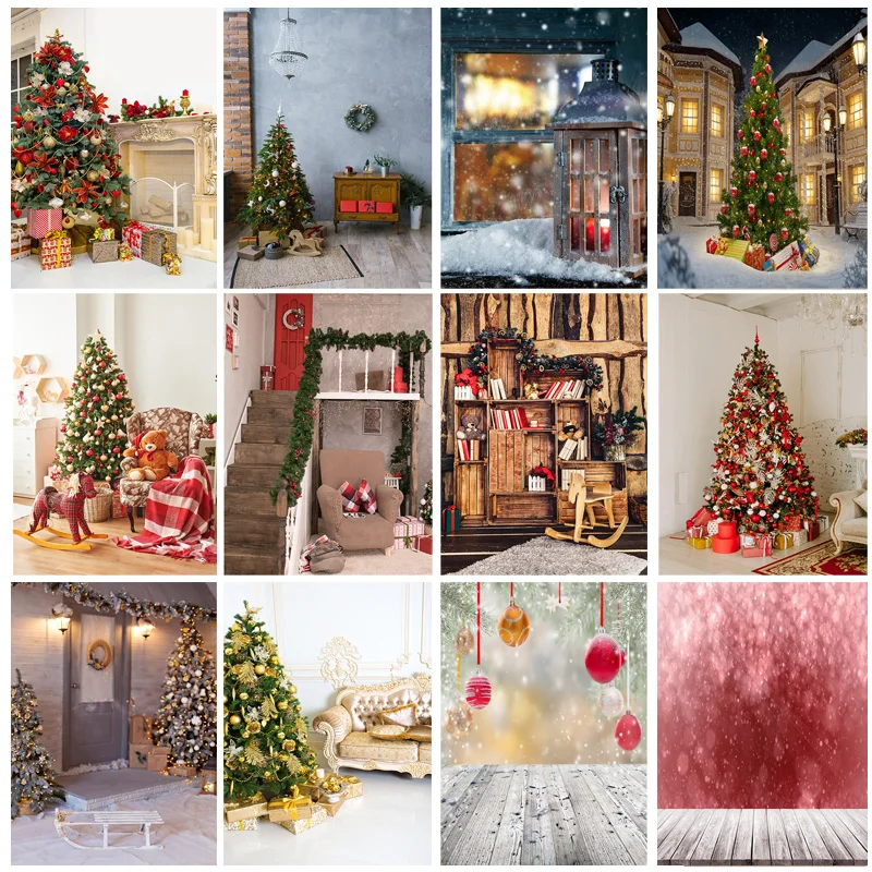 

SHUOZHIKE Christmas Backgrounds For Photography Winter Snow Gift Baby Newborn Portrait Photo Backdrop Photocall STY-01