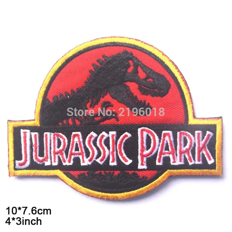 Dinosaurier Jurassic Park bestickter Aufnäher zum Aufbügeln für Kleidung, Aufkleber, Bekleidungszubehör – Detail 4