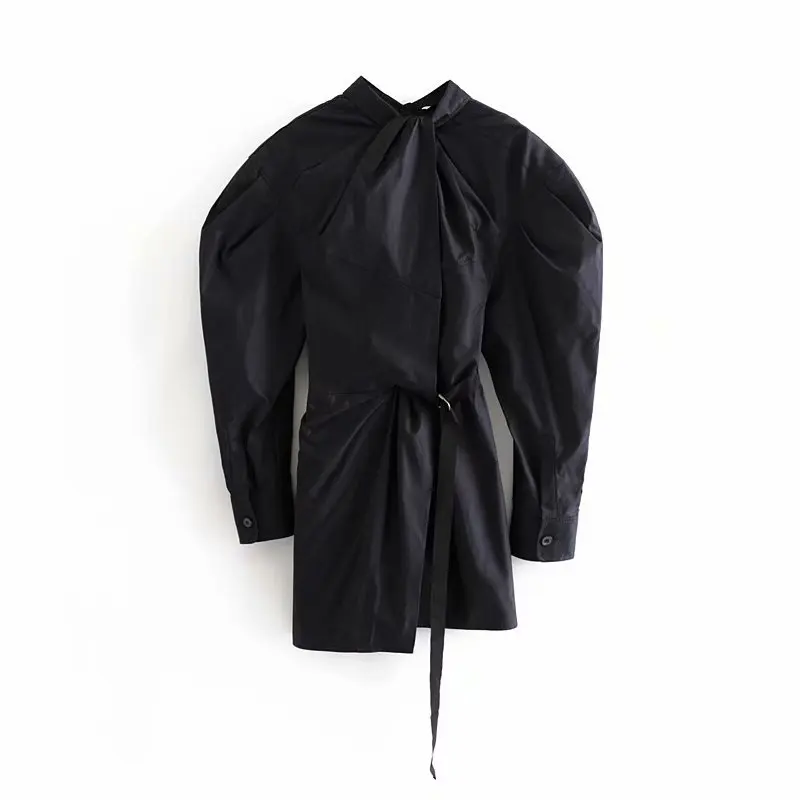 

Europe And America 2019 New Style Retro Palace Puff Sleeve-Slim Fit Waist Hugging Pleated Dress A9ms2381