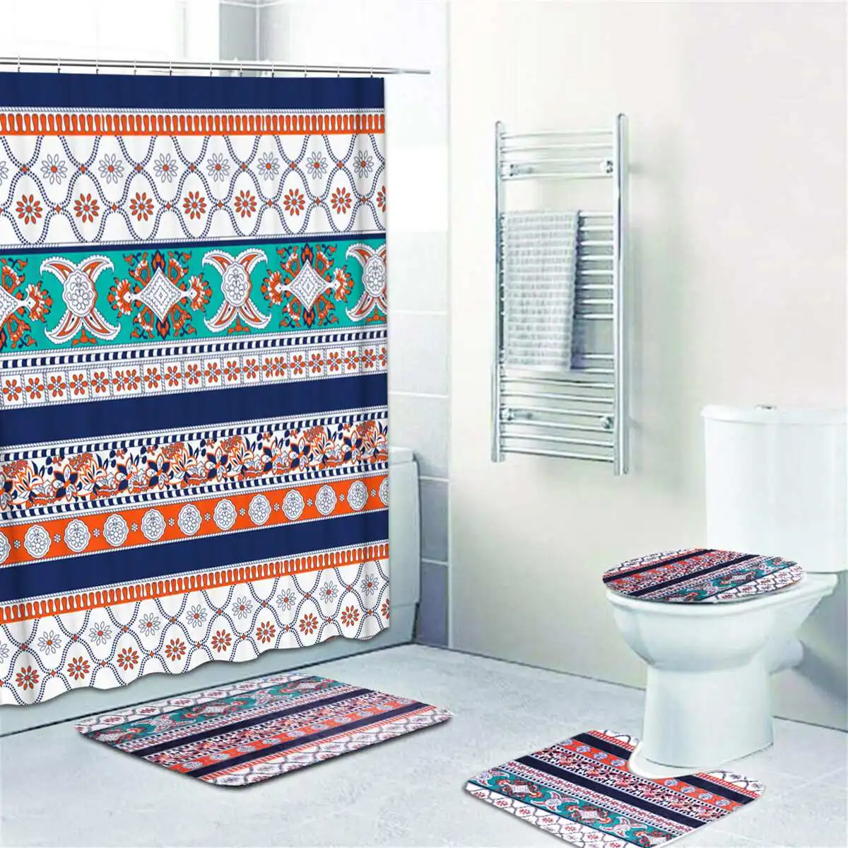 Pattern 3 1/3/4 шт./компл. в богемном стиле Стиль набивным рисунком душ Шторы ковер крышка Крышка для унитаза, коврик для ванной, набор Ванная комната Шторы s с - Цвет: Pattern 3