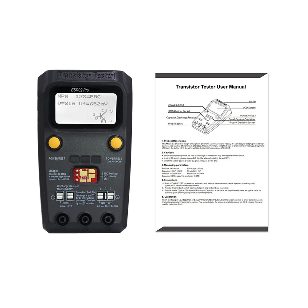 ESR02PRO цифровой Транзистор тестер Диод Триод Емкость индуктивность мультиметр SMD компоненты тестер ESR метр