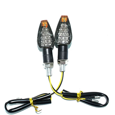Черный 12V короткие мотоциклетные указатель поворота светильник 15 светодиодный мигающий Янтарный мигалки лампы для Yamaha Suzuki Honda Kawasaki - Цвет: Черный