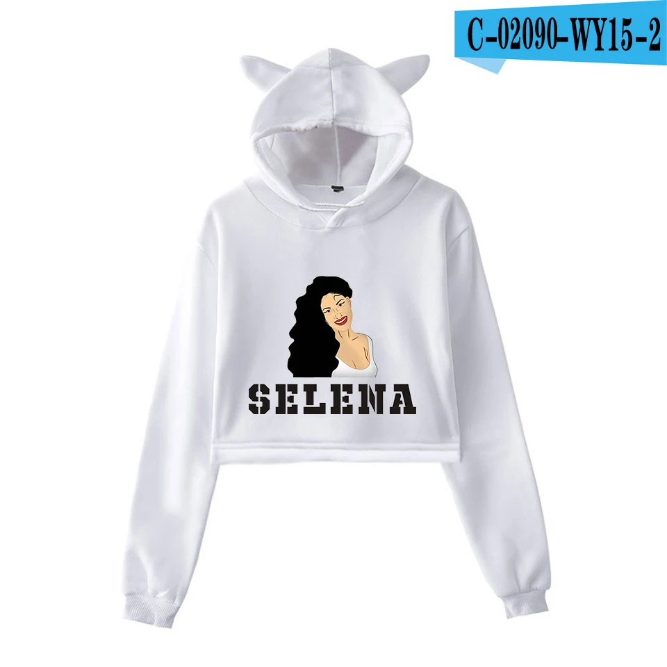 Selena Quintanilla кошка толстовки с принтом для женщин летний короткий кошачий топ модные толстовки с капюшоном Сексуальная уличная одежда размера плюс - Цвет: picture color