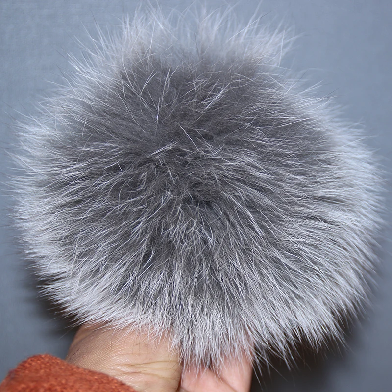 fox gray white tip DANKEYISI, 5 шт., 13 см, 15 см, помпоны из меха енота, норковая меховая вязаная шапка с помпоном, шапка, помпоны из натурального Лисьего меха, шапочки, шарфы, помпоны из натурального меха - Цвет: fox gray white tip