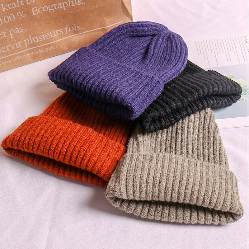 Fashion winter hat mohair male lady curling knit hat outdoor travel Unisex windproof warm wool knit hat