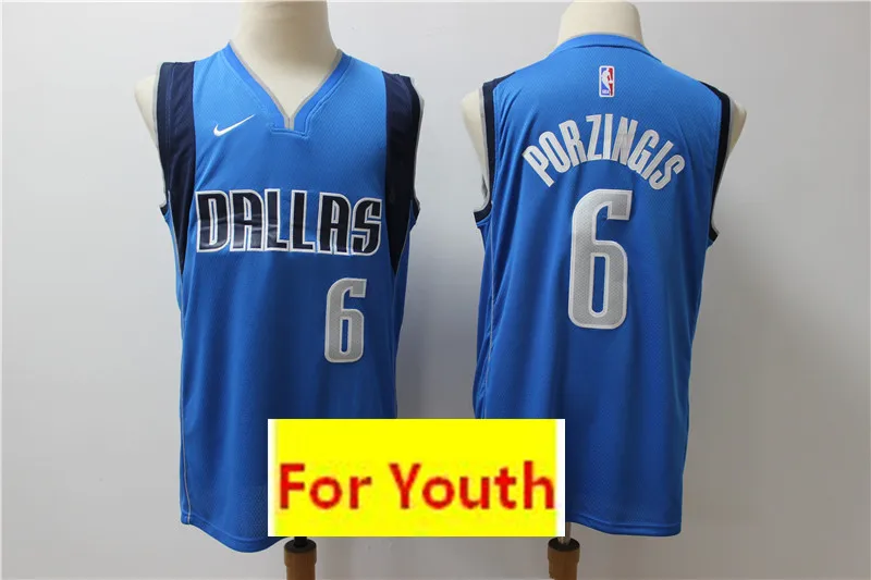 Даллас Молодежный бейсбол#41 Dirk Nowitzki#77 Luka Doncic#6 Кристапс Порзингис Детские майки - Цвет: 8