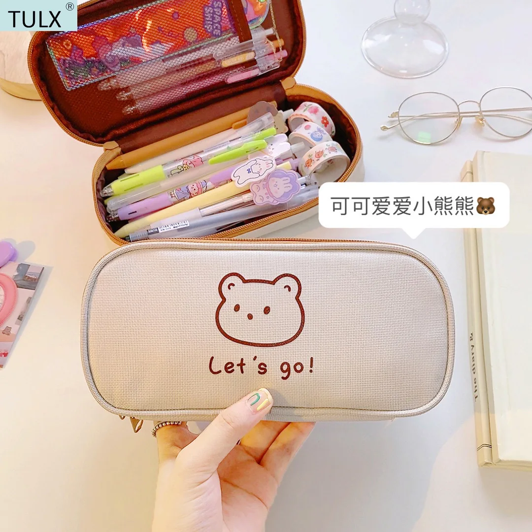 Korean pencil bag Korean version of small Fresh college students cute  junior high school student new minimalist pencil case - AliExpress