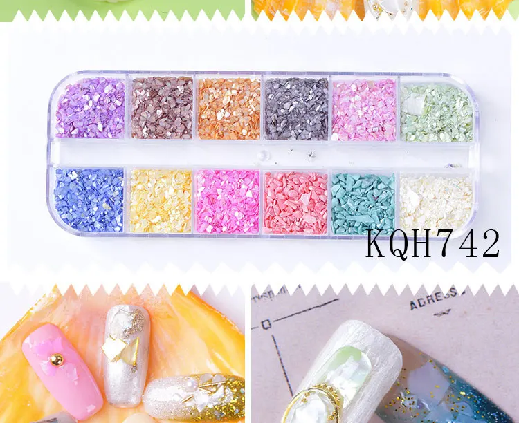 1 Box 12 Colors Multi-size 3D Nail Art Decorations Pearl/Rivet/Stones Flat-back Crystal Gems Rhinestones DIY Glitter Nail Sequin