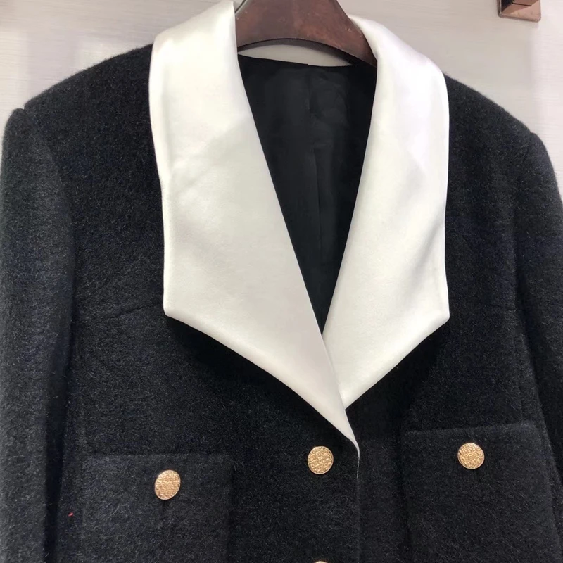 Women Fashion wool Jacket High Quality Elegant party Long Sleeve Coat for Women new Women Single Breasted jacket