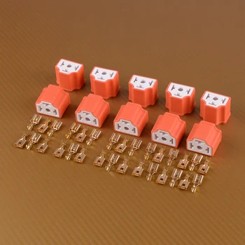 

beler 10Sets Orange Ceramic Headlight Lamp Connector Plugs Sockets Adapters Bulb H4 9003 2.7 x 2.4 cm For Universal Car