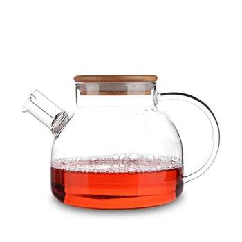 

1x 910ml Heat Resistant Clear Glass Tea Pot with Filter and Bamboo Lid
