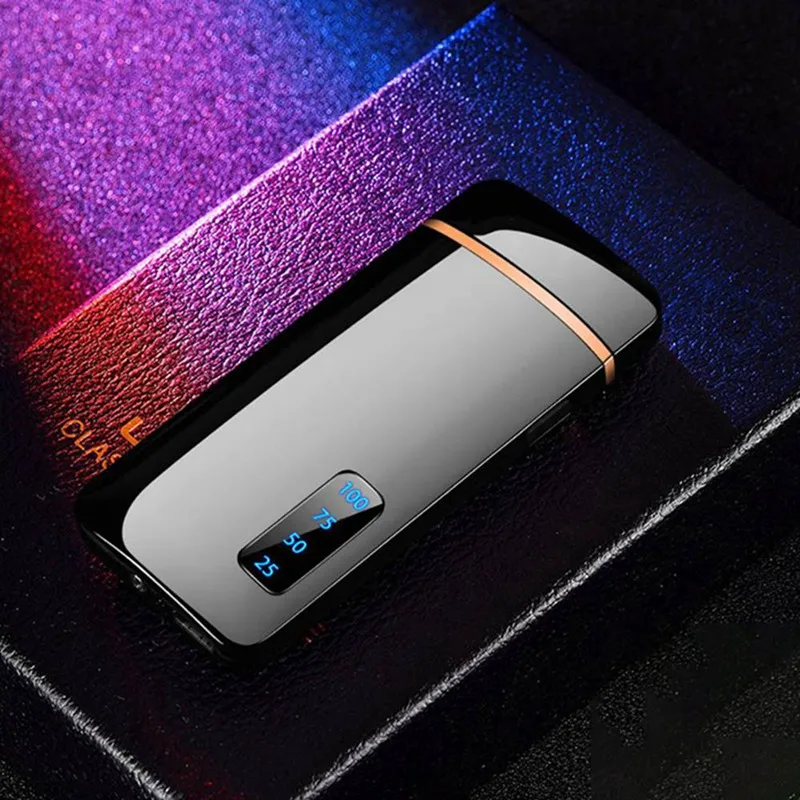 Новая электрическая зажигалка с гнездом USB power display металлическая перезаряжаемая Зажигалка для сигарет с двойной дугой Плазменные зажигалки высокого качества Gfit