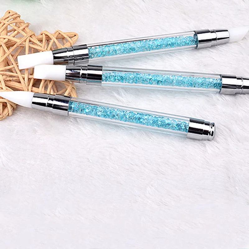 3Pcs Double Head Silicone Nail Art Brushes Crystal Rod Rhinestone  Carving Embossing Pen 3D Design Nail Art Tools 5