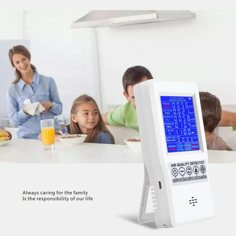 Цифровой ЖК-детектор формальдегида HCHO/TVOC/CO2/PM2.5/PM10 тестер AQI монитор качества воздуха анализатор газа