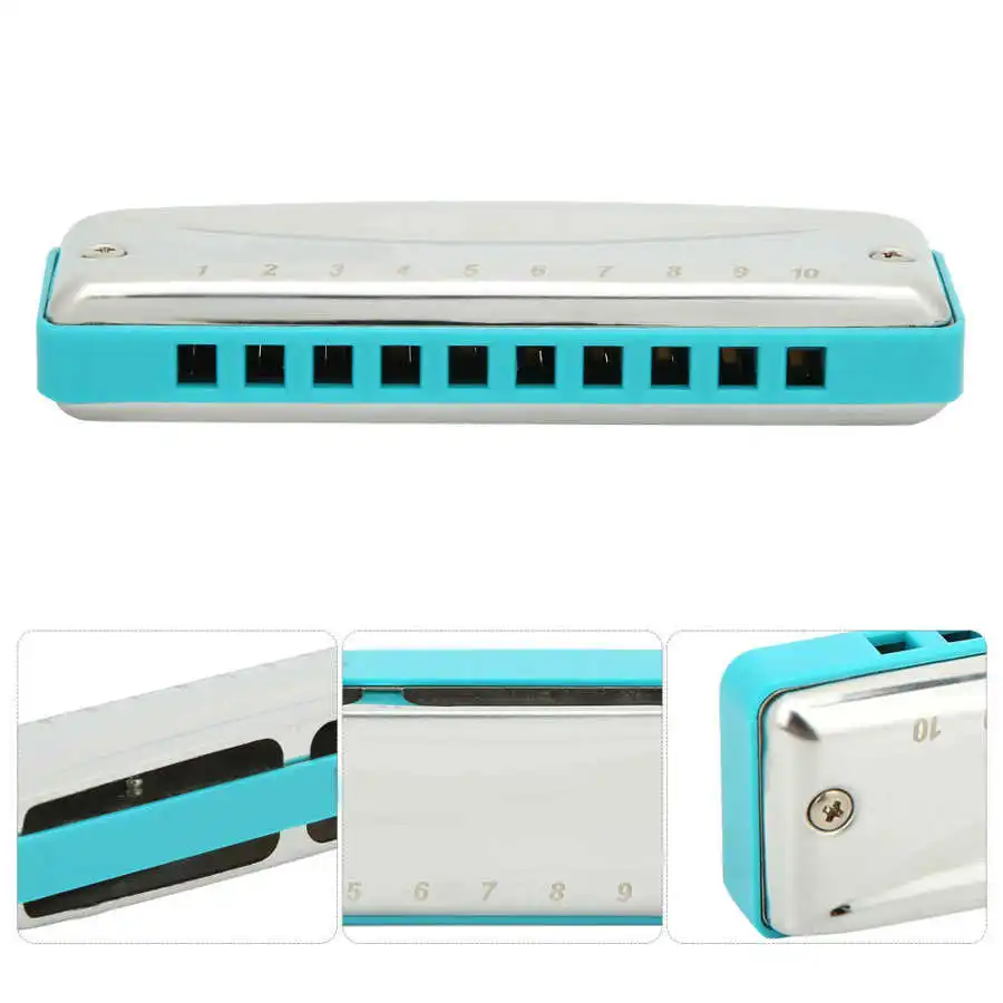 Blues Harmonica 10 Hole Mouthorgan A/B/C/D/E/F Key Portable Beginner Gift High Gloss Waterproof Harmonica Blues Harp Mouth Organ