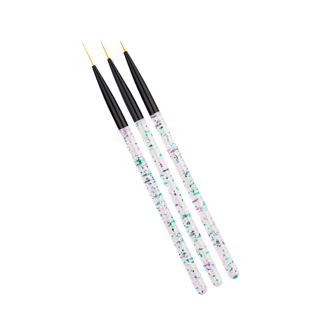 3Pcs Home Salon Acrylic Nail Art Paiting Polish Design Brush Nail Dotting Pens
