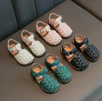 

Summer Kids Close-Toed Knitted Shoes Girls Sandals Gladiator Style Toddler Girl Sandals Size 21-30